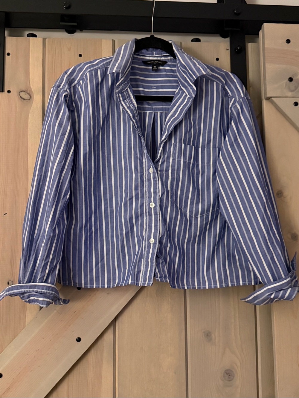 Banana Republic Striped Cropped Button-Down Shirt